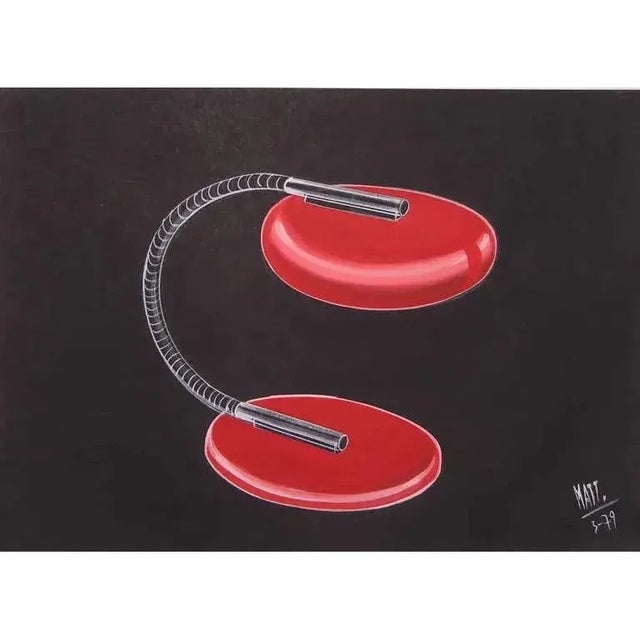 1970s 1979 Mattioli Italian Design Drawing for a Modern Green Desk Light Project For Sale - Image 5 of 8