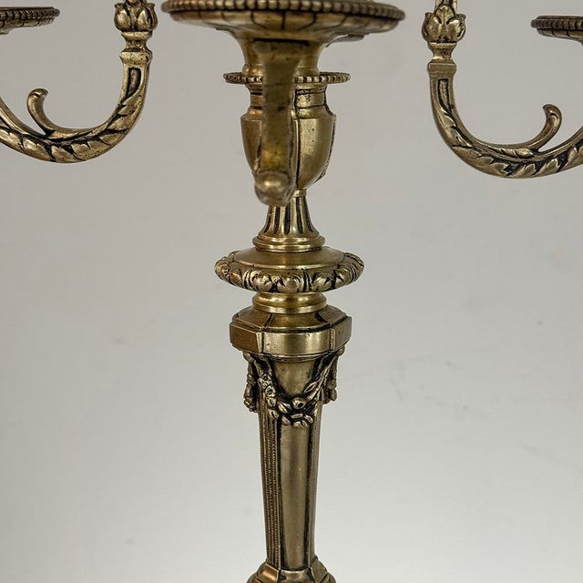 Pair of French Napoleon III Period Louis XVI Bronze Candelabra For Sale - Image 14 of 18