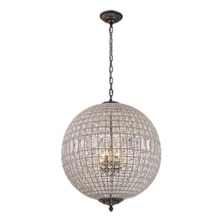 Aloadecor Mid-Century Vintage Handcrafted Crystal Globe Chandelier Antique Bronze For Sale