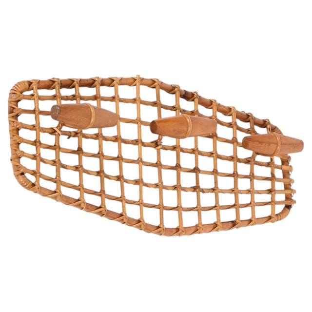 Franco Albini Italian Wall Coat Rack in Bamboo & Rattan, Italy 1960s attributed to Franco Albini For Sale - Image 11 of 11