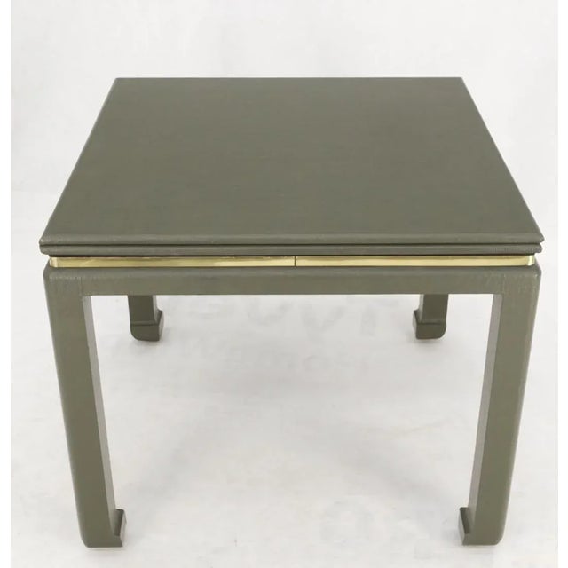 Dark Olive Grass Cloth Textured Flip Top Game Convertible to Dining Table For Sale - Image 10 of 13