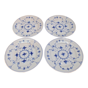 Vintage MCM Royal Copenhagen Blue Fluted Plain Salad Plates-Set of 4