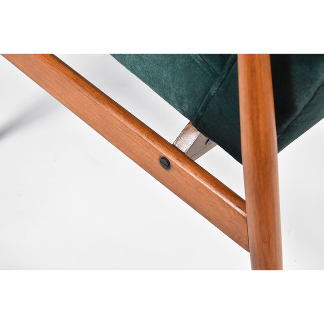 Vintage Armchair in Green Bottle Velvet & Teak, 1970s For Sale - Image 12 of 16