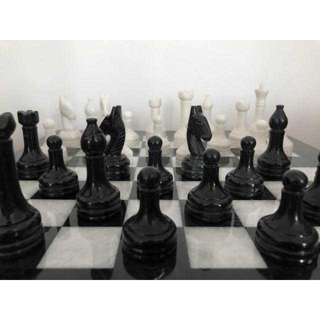 Vintage White and Black Volterra Marble Chess Board, 1950s For Sale - Image 11 of 14