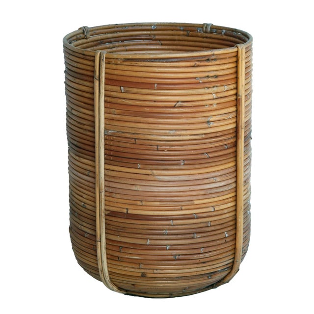 Mid 20th Century Handmade Reed Planter/ Basket For Sale - Image 4 of 7