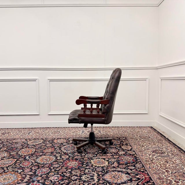 English Chesterfield Desk Chair For Sale - Image 3 of 8