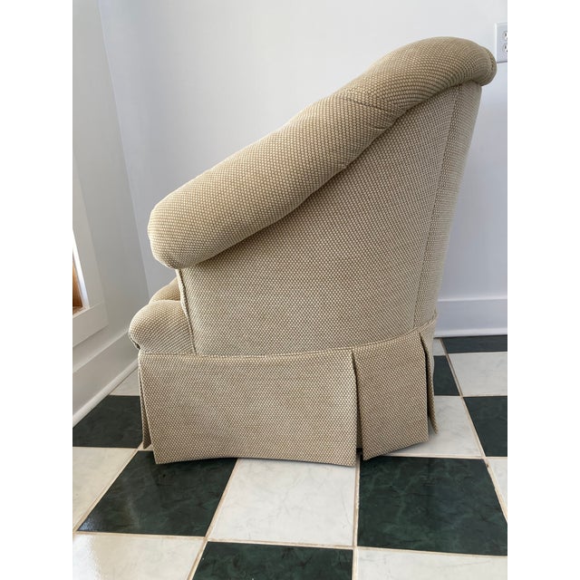 Pair of Custom Wilson Bell Rolled Arm Club Chairs These luxurious club chairs feature exquisite tufting and boast...