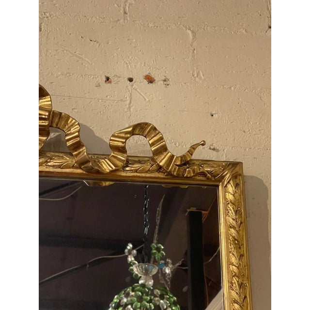 19th C French Louis XVI Giltwood Ribbon Mirror For Sale - Image 4 of 10