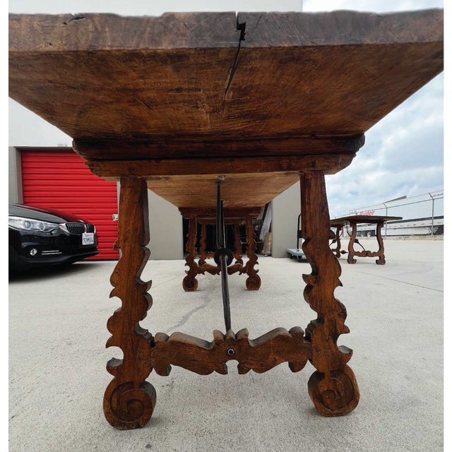 Monumental 18th-Century Spanish Baroque Style Walnut Trestle Dining / Refectory Table For Sale - Image 9 of 18