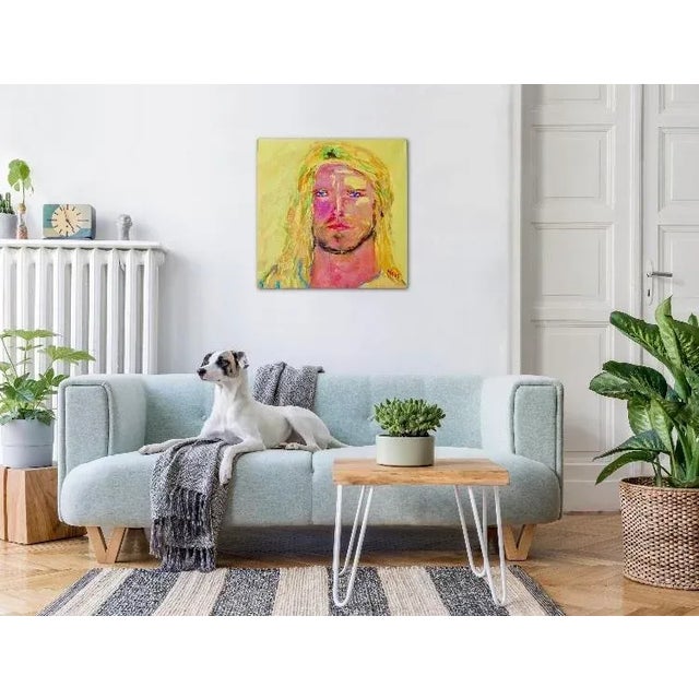 2020s Contemporary Surfer Dude Pop Art Portrait (24″×24″, Original Oil on Canvas) For Sale - Image 5 of 5