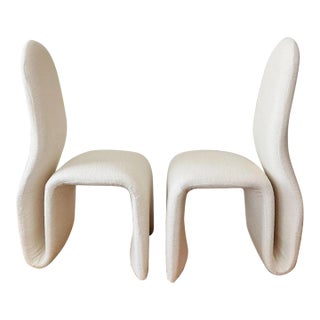 Jan Ekselius Attributed 1970's Pair of Side Chairs Newly Upholstered in White Tweed For Sale