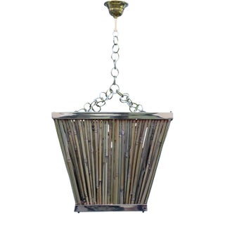 Chandelier in Brass and Bamboo, Italy, 1970s For Sale