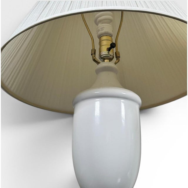 White Vintage Neoclassical White Glazed Ceramic Urn Lamps - A Pair For Sale - Image 8 of 11