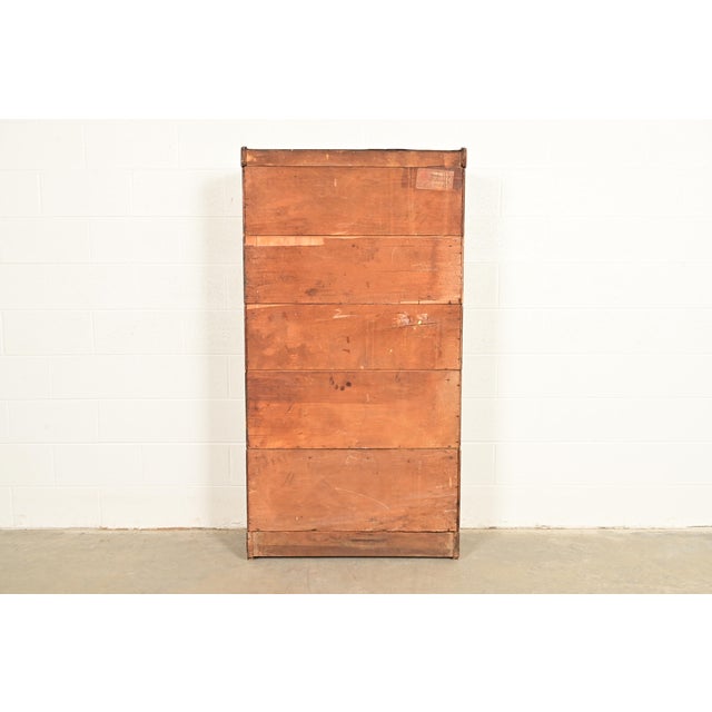 Antique Mission Oak Arts & Crafts Viking Five-Stack Barrister Bookcase, Circa 1900 For Sale - Image 11 of 12