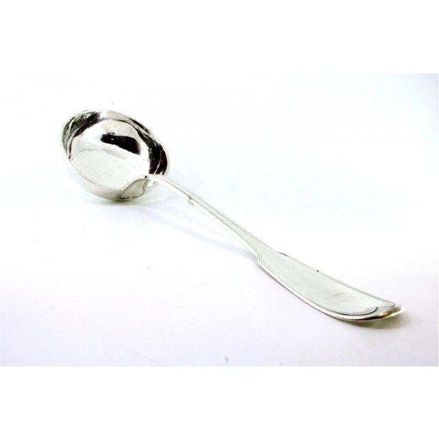 Silver Soup Ladle with Handle Grooves and Monogrammed Plaque For Sale - Image 5 of 8