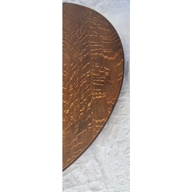 Antique 1910s Mission Quarter Sawn Tiger Oak Round Coffee Table, Arts & Crafts For Sale - Image 9 of 12