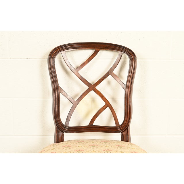 Wood Kindel Furniture Style Federal Carved Mahogany Dining Chairs, Set of Four For Sale - Image 7 of 13