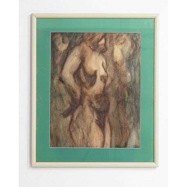 Mid 20th Century France Impressionist Teal Wood Painting For Sale In Greensboro - Image 6 of 15