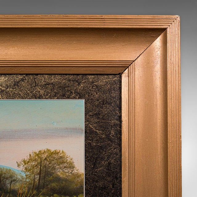 Gold Vintage Landscape Painting, Scottish School, Framed, Oil, Riverbank Scene, Art For Sale - Image 8 of 11