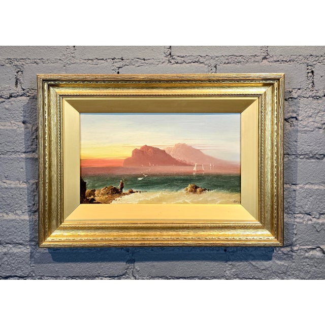 Christian Friedrich Thöming -View of Capri from Salerno Side-19th century Oil painting German /Dutch Realist - Oil...