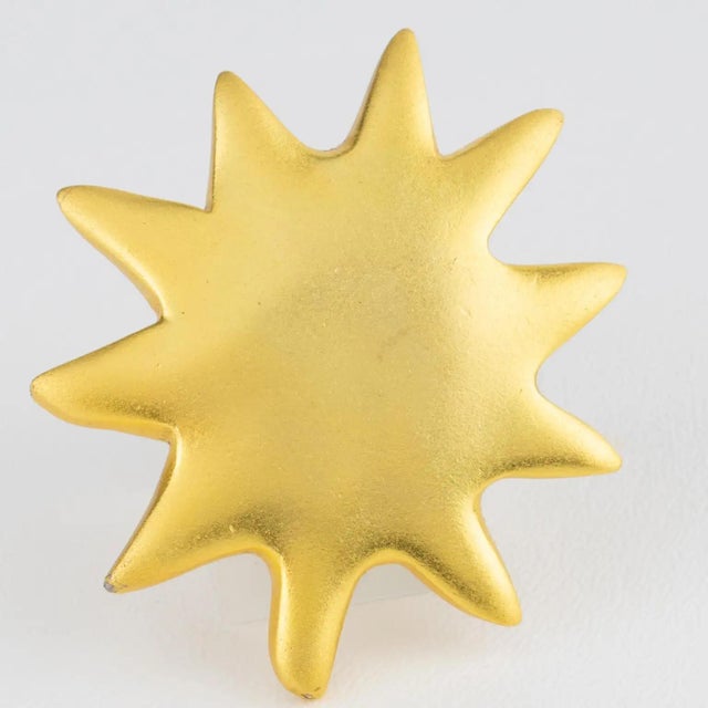 Edouard Rambaud Gilded Metal Sun Brooch For Sale In Atlanta - Image 6 of 9