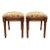 French Style Carved Fruitwood Ottomans in Needlepoint Leopard - Pair For Sale