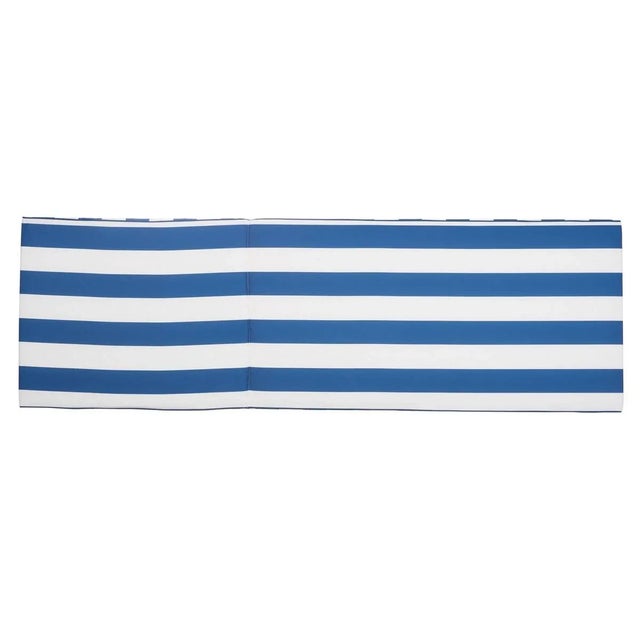 Newport Chaise Lounge Chair with Side Table, Natural/Navy Stripe Cushion For Sale - Image 9 of 11