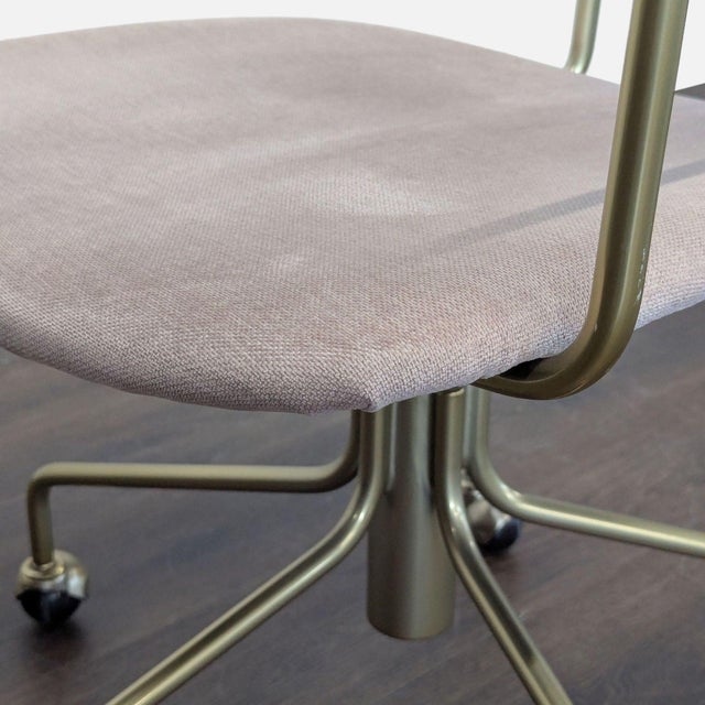 West Elm Modern Upholstered Office Chair With Brass Base and Casters For Sale In San Francisco - Image 6 of 9