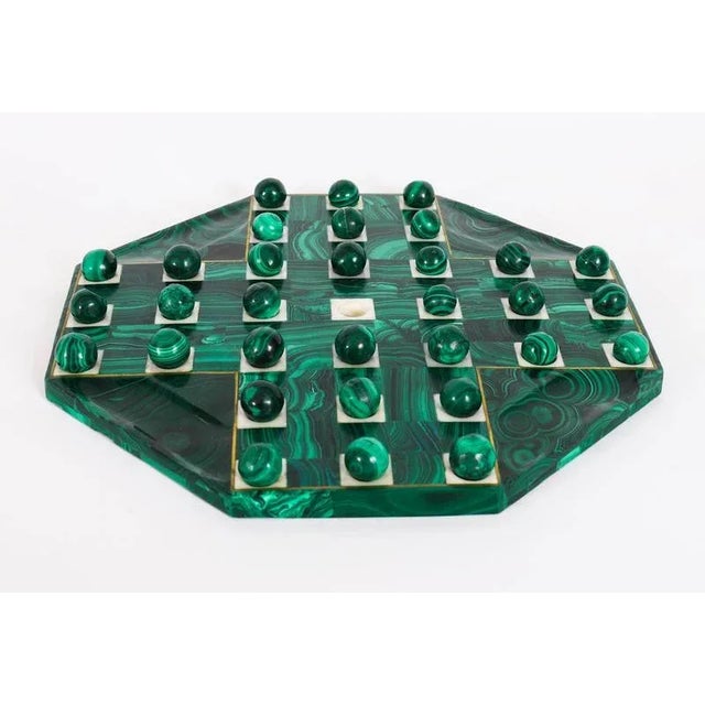 Art Deco Malachite Solitaire Board and Marbles, 1930s, Set of 33 For Sale - Image 3 of 10