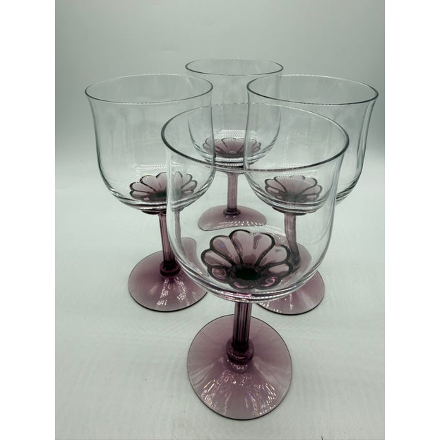 1970s 1970s Fostoria Corsage Plum Wine Goblets, Set of Four For Sale - Image 5 of 5