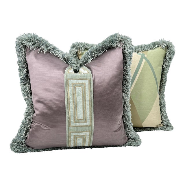 Manuel Canovas Geometric Diamond Custom Made Throw Pillows- Set of 2 For Sale