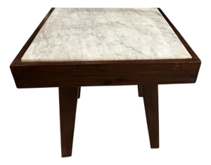 Andrianna Shamaris Mid Century Marble and Wood Side Table