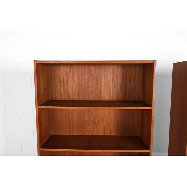 Brown 1960s Pair of Danish Modern Teak Bookcases in Style of Sejling For Sale - Image 8 of 16