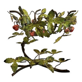 Vintage Italian Tole / Toleware Strawberry Centerpiece Bowl Stand, Circa 1940 For Sale