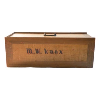 Antique Faux Grained Box With Sliding Top For Sale