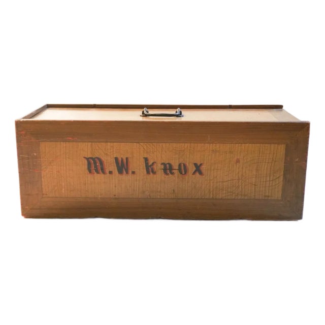 Antique Faux Grained Box With Sliding Top For Sale