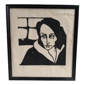 "Conspiracy" – 1972 Signed Woodblock Print, Framed