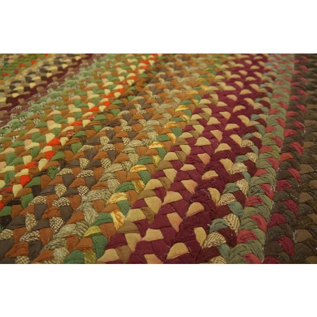 1940s Durable Multicolor and Oval Geometric Design Vintage American Braided Rug For Sale - Image 5 of 9