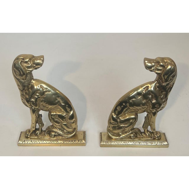 Pair of bronze andirons depicting dogs French works from the Art Deco period For Sale - Image 11 of 12