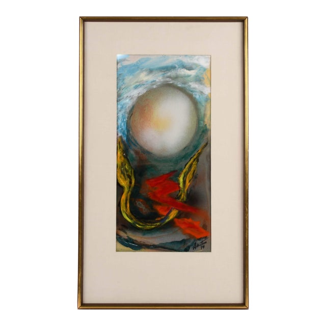 Signed J. Akston "Rendezvous With the Moon, 1974" Enamel and Acrylic For Sale