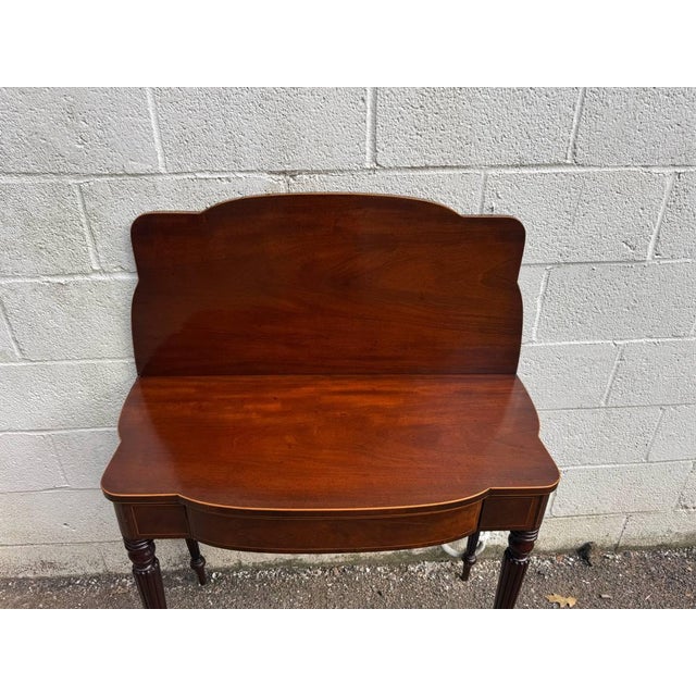 Antique Federal Style Mahogany Fold Top Console Card Table For Sale - Image 15 of 17