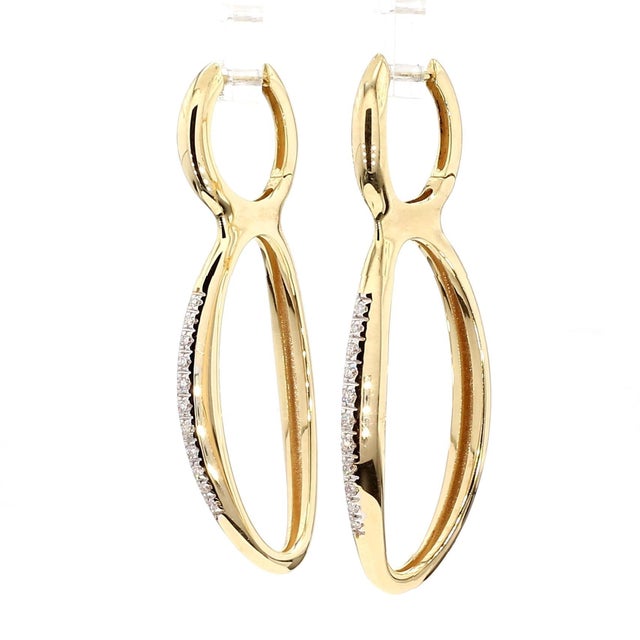 Metal 14k Gold Open Twisted Drop Earrings With Diamond Pave - Made in Italy, Pair For Sale - Image 7 of 11