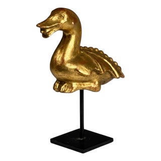 Antique Folk Art Giltwood Mythical Duck Sculpture, 1850 For Sale