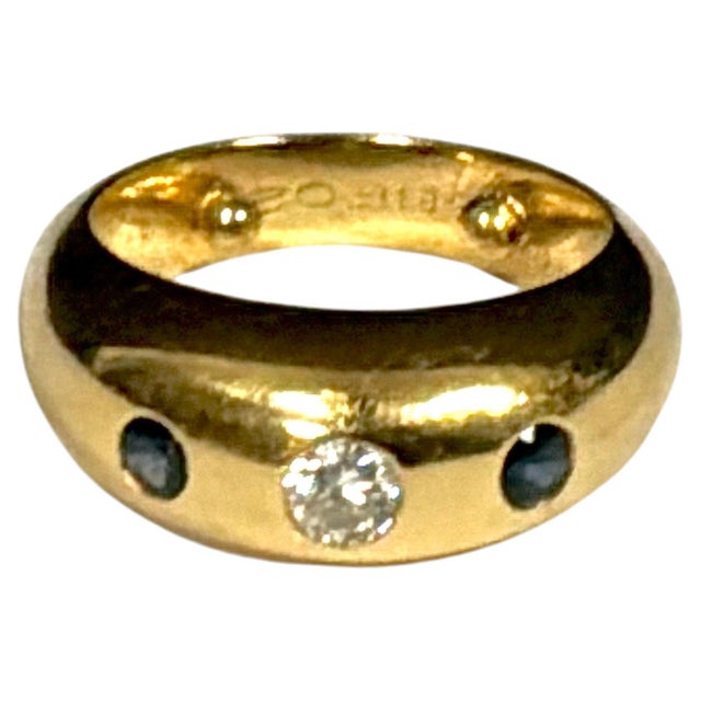 Cartier 18k Yellow Gold Diamond Sapphire Gypsy Ring, France For Sale - Image 14 of 14