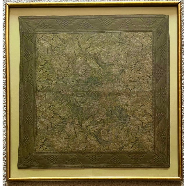 This listing is for a beautiful vintage/antique French textile tapestry in shades of Green and Gold in excellent...