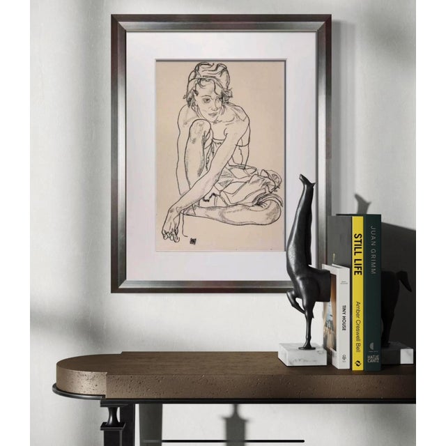 Schiele Lithograph Gouache titled Woman Crouching. Size : 50.2x35.6cm. It is a numbered Limited Edition and has exemplaire...