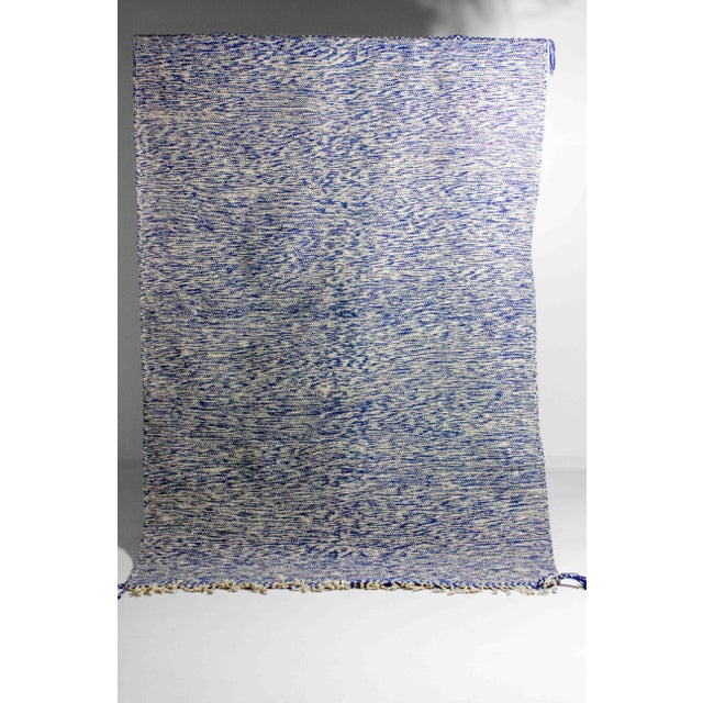 Vintage Berber Kilim Rug in Catalina Blue Wool, 1970s For Sale - Image 4 of 9