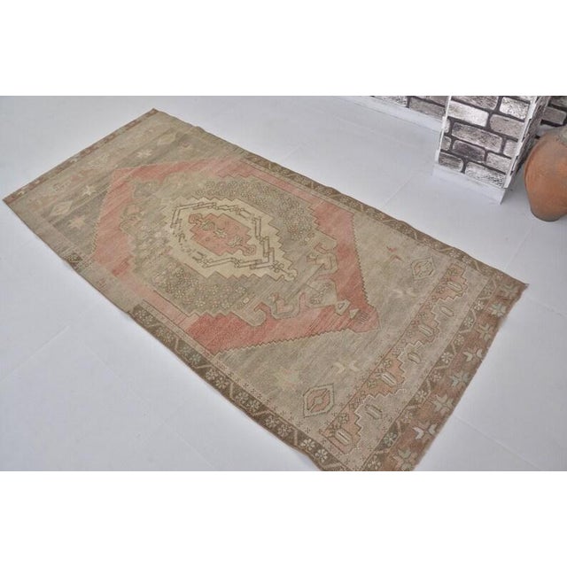 Turkish 1960s Pastel Peach Hallway Rug For Sale - Image 3 of 10