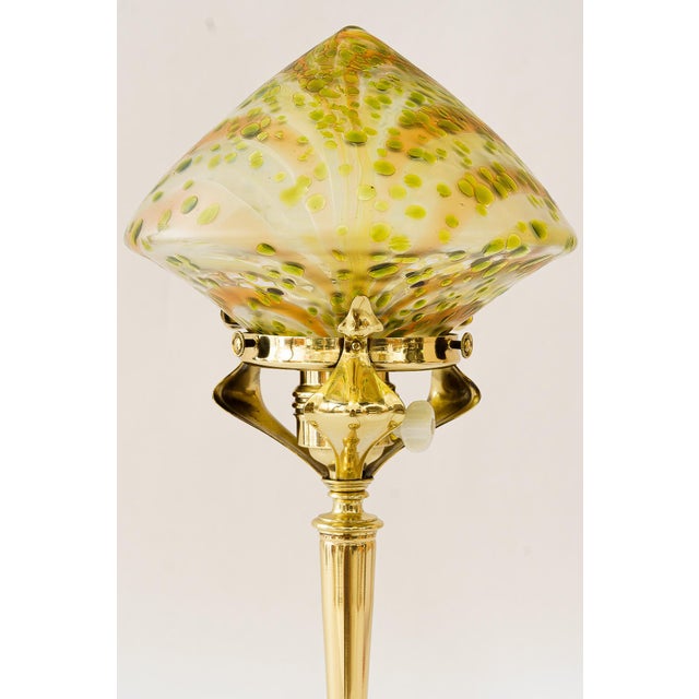 Antique Table Lamp with Loetz Glass Shade, 1908 For Sale - Image 14 of 17