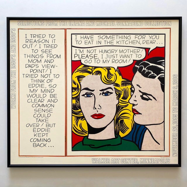 Roy Lichtenstein Vintage 1985 Lithograph Print Framed Large Pop Art Exhibition Poster " Eddie Diptych " 1962 For Sale - Image 15 of 15